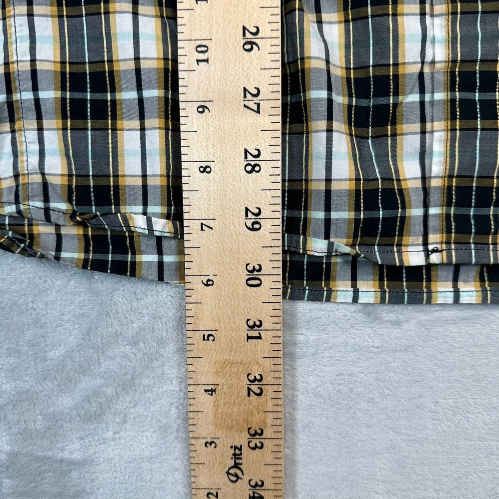 Rocawear Button Down Men XL Black Yellow Plaid‎ Long Sleeve Shirt Cotton 0259 - Picture 6 of 10